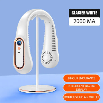 AirBreeze Pro: Digital Display Bladeless Neckband Fan - Portable Mini Air Cooler with USB Rechargeable, Hands-Free Cooling for On-the-Go Comfort